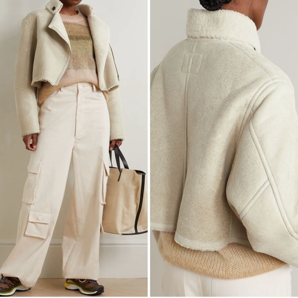 Isabel Marant Etoile Apstya Lambskin suede shearling coat jacket NWT - Picture 1 of 13